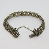 Sterling Silver Marcasite Art Deco Floral Pattern Bracelet Antique c1930