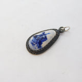 Sterling Silver Delft Ceramic Windmill Drop Charm Pendant Vintage c1970s