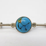 Sterling Silver Blue Enamel Floral Art Nouveau Brooch Antique c1920 Art Deco
