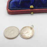 Sterling Silver Authentic Threepence Charm Pendant 1918