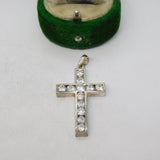 Sterling Silver Paste Set Cross Charm Pendant Vintage c1970
