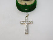 Sterling Silver Paste Set Cross Charm Pendant Vintage c1970