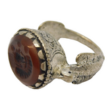 20th Century White Metal Carnelian Agate Centurion Signet Ring Antique c1920