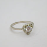 Sterling Silver Paste Set Heart Dress Band Ring Contemporary c2000 Size R