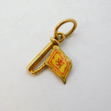 Scottish 9ct Gold & Enamel Rampant Lion National Flag Charm Vintage Edinburgh