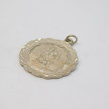Sterling Silver Scalloped Edge St Christopher Travel Charm Pendant Vintage c1970