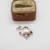 Sterling Silver Puffy Turtle Charm Pendant Vintage c1970
