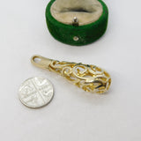 Sterling Silver Gilt Pierced Floral Pattern Drop Charm Pendant Vintage c1970