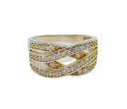 Sterling Silver CZ Criss Cross Pattern Dress Band Ring Modern c1990 Size O