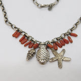 Sterling Silver Sea Theme Charms With Coral Studio Necklace Contemporary c2000