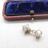 Sterling Silver Diamond Paste Floral Drop Charm Pendant Vintage c1970