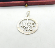 Sterling Silver 'I Love You' Outline Charm Pendant Vintage c1970