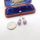 Pair of Sterling Silver Simulated Purple Pearl Stud Earrings Vintage c1970