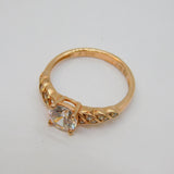 Rose-Gold On Sterling Silver CZ Patterned Band Ring Vintage c2000 Size M 1/2