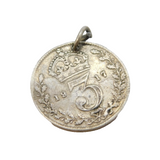 Sterling Silver George V Threepence Coin Charm Pendant Antique 1917