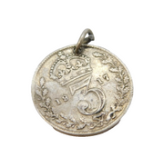 Sterling Silver George V Threepence Coin Charm Pendant Antique 1917