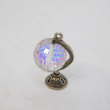 Sterling Silver Glass Set Globe Charm Pendant Vintage c1970s