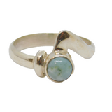Sterling Silver Pale Blue Natural Stone Dress Ring Vintage c1970 Size Q 1/2