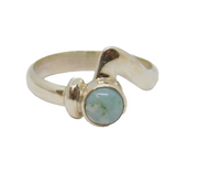 Sterling Silver Pale Blue Natural Stone Dress Ring Vintage c1970 Size Q 1/2