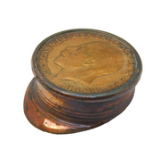 WW1 Trench Art Copper George V 1916 Penny Set Officers Cap Ornament
