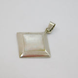 Sterling Silver Mother Of Pearl Offset Square Chunky Pendant Modern c1990s