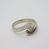 Sterling Silver White Topaz Twist Front Studio Ring Modern c1990 Size R 1/2