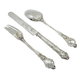 George Adams Victorian Sterling Silver 'Canova' Pattern Christening Set Antique