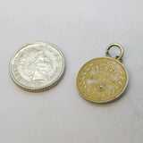 King Edward VII Sterling Silver Gilt Paste Set Threepence Pendant Antique