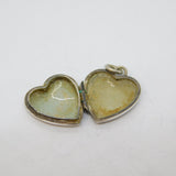 Sterling Silver Patterned Textured Heart Locket Charm Pendant Vintage c1970