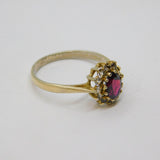 Sterling Silver  Gilt Almandine Garnet & Paste Dress Ring Vintage c1970 Size R