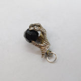 Sterling Silver Onyx in Eagle Claw Charm Pendant Vintage c1970s