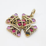 Sterling Silver Cabochon Amethyst & Garnet Cross Pendant Vintage c1970