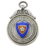 Sterling Silver & Enamel Leicestershire Football Fob Medal Antique Art Deco