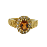 Gold On Sterling Silver Coloured Paste Textured Ring Vintage c1970 Size Q 1/2