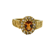 Gold On Sterling Silver Coloured Paste Textured Ring Vintage c1970 Size Q 1/2