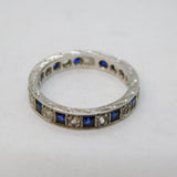 Art Deco 9ct White Gold Synthetic Sapphire & Spinel Eternity Ring Antique c1920s