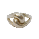 Sterling Silver Abstract Lovers Knot Sweetheart Ring Vintage c1970 Size Q UK