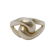 Sterling Silver Abstract Lovers Knot Sweetheart Ring Vintage c1970 Size Q UK