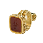 George III Gold Cased Carnelian Intaglio Doves on Wreath Fob Seal Antique