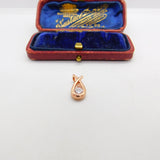 Rose Gold On Sterling Silver Diamond Paste Drop Charm Pendant Vintage c1970
