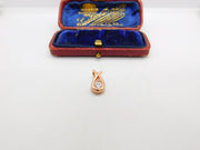 Rose Gold On Sterling Silver Diamond Paste Drop Charm Pendant Vintage c1970