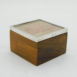 Peruvian .950 Silver Mounted Wooden Box with Chancay Textile Top Vintage