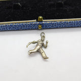 Sterling Silver Funny Man Running Charm Pendant Vintage c1970