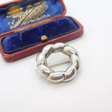 Victorian Sterling Silver Floral Pattern Wreath Brooch c1880 Antique