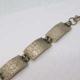 Sterling Silver Floral Pattern Panel Bracelet Antique 1946 London
