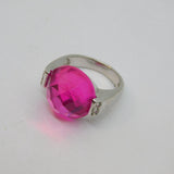Sterling Silver Faceted Ruby & White Topaz Studio Band Ring Vintage c1990 Size P