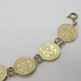 WWI Period Sterling Silver Threepence Coin Bracelet Antique 1916 Art Deco