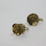 Pair of Sterling Silver Poppy Flower Screw Back Studio Earrings Vintage c1940