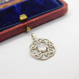 Sterling Silver Knot and Milky Quartz Charm Pendant Vintage c1970