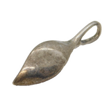 Sterling Silver Leaf Pattern Drop Charm Pendant Vintage c1970s